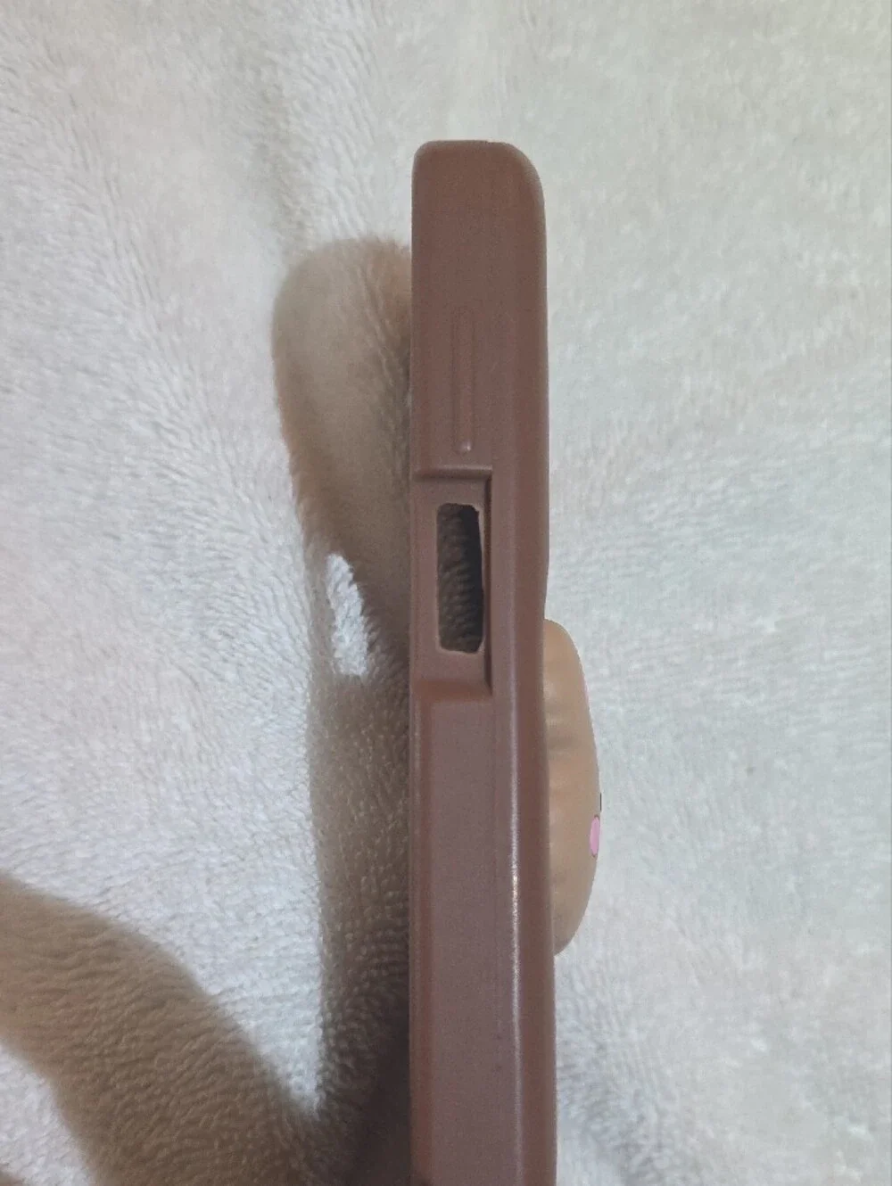 Cute Bear Silicone Phone Case in Brown with Pink Accents